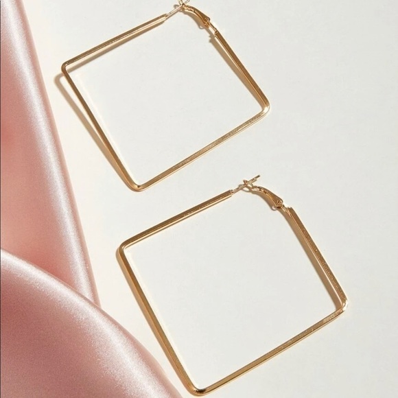 GOLD 3/$30 Square Hoop Earrings - Picture 2 of 2